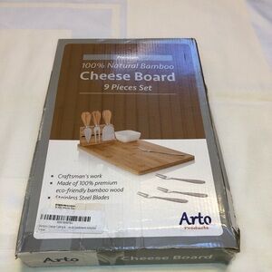 Natural Bamboo Cheese Board Set - 9 Pieces